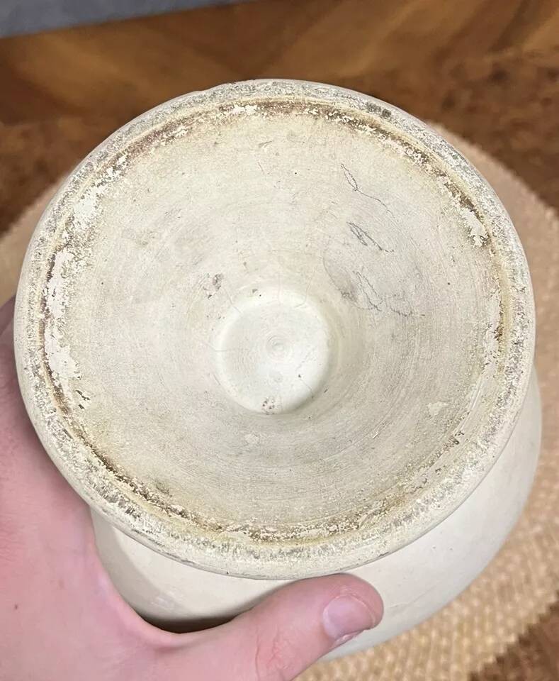 Antique Spanish water jug in terracotta or white pottery circa 1900