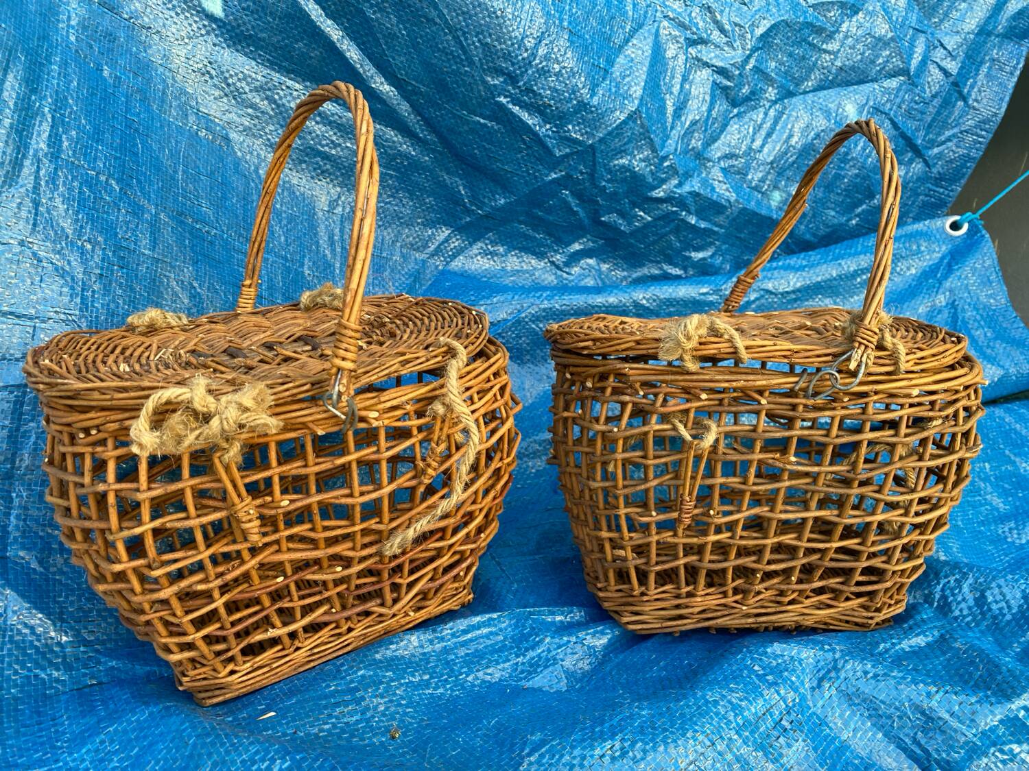 Lot de 2 petits paniers en osier tressés main