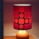 Wooden lamp, lampshade graphic fabric, 70s