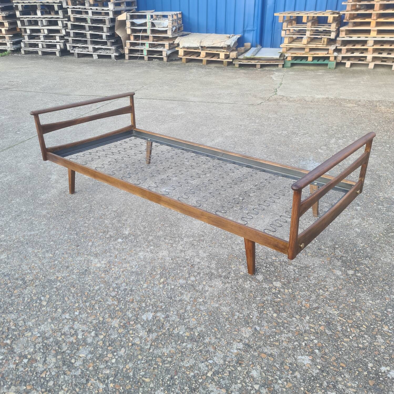 Single bed, Scandinavian teak daybed with compass feet, 1960s