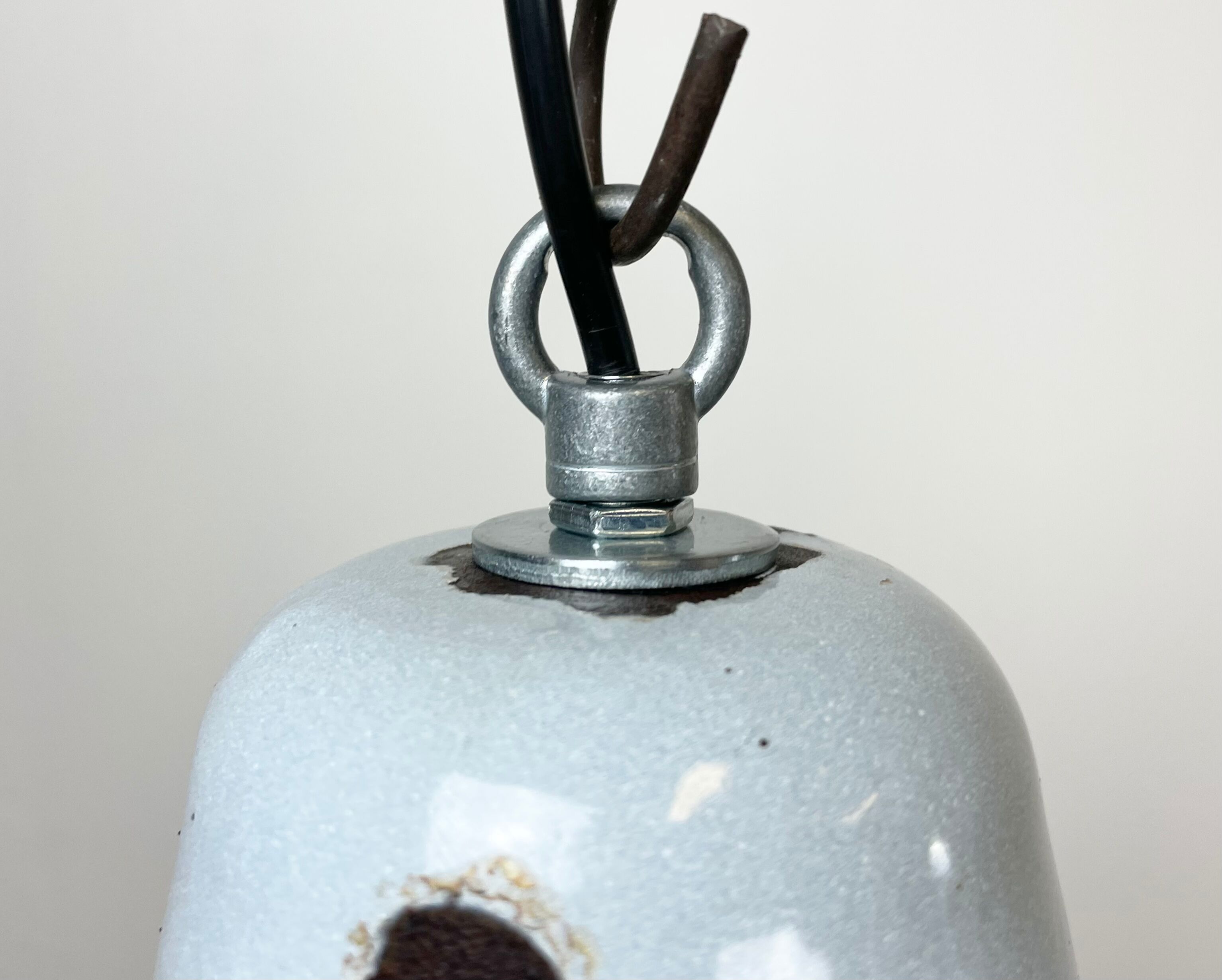 Industrial Grey Enamel Pendant Lamp, 1960s