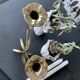 brutalist double flame chandelier