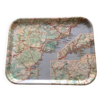 Plateau carte routière Côte d’Azur vintage