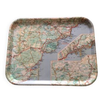 Vintage Côte d'Azur road map tray