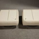 Pair of 70s white leather bedsides