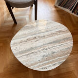 Organic coffee table in travertine.