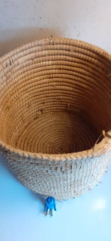 Panière corbeille ronde vintage en paille