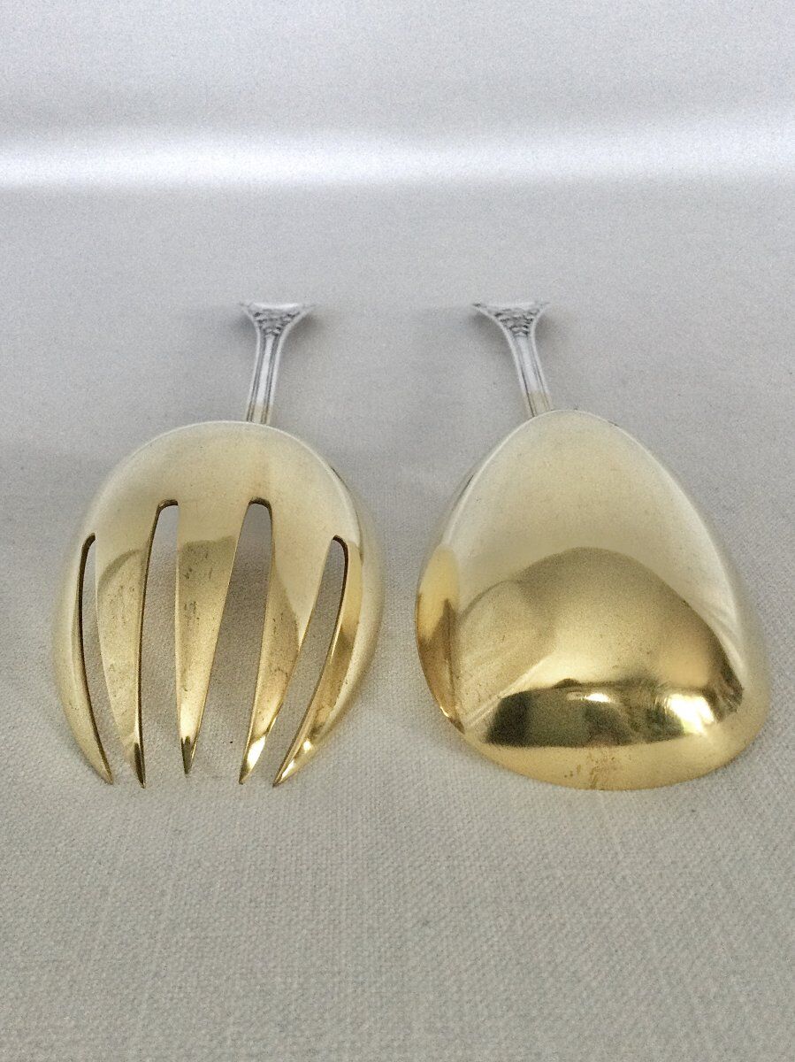 Emile puiforcat - solid silver and vermeil salad cutlery