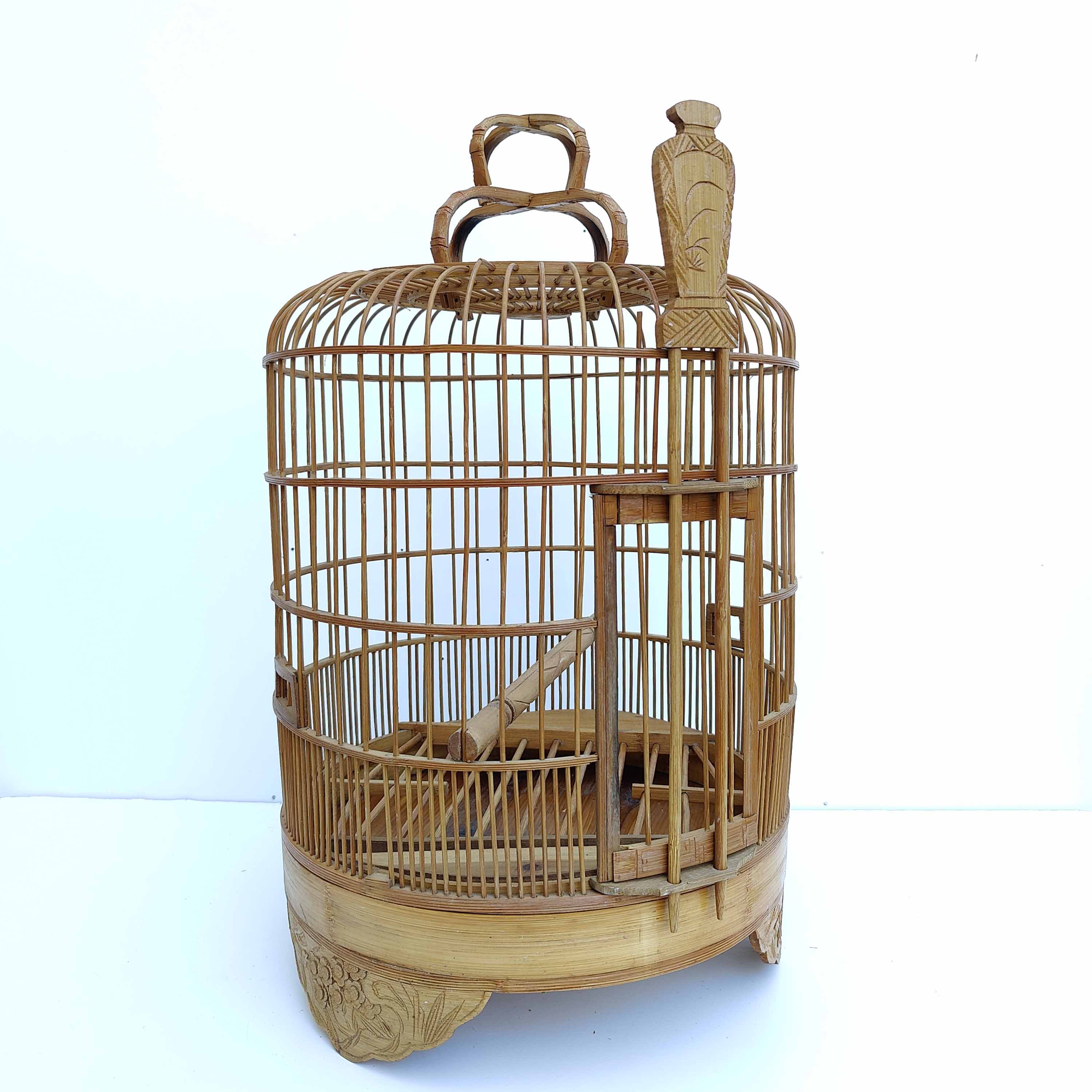 Cage à oiseaux vintage en bois