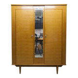 1970 Scandinavian wardrobe with shelves and mirror, 21x126, 2 doors.