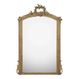19th C antique French Louis XVI mirror with leave crest