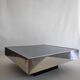 Vintage coffee table in metal and smoked mirror