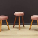Ensemble de trois poufs roses, design danois, années 1960, production : Danemark