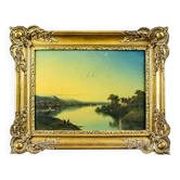 Rivière, 19e siècle, huile sur panneau dur, encadré