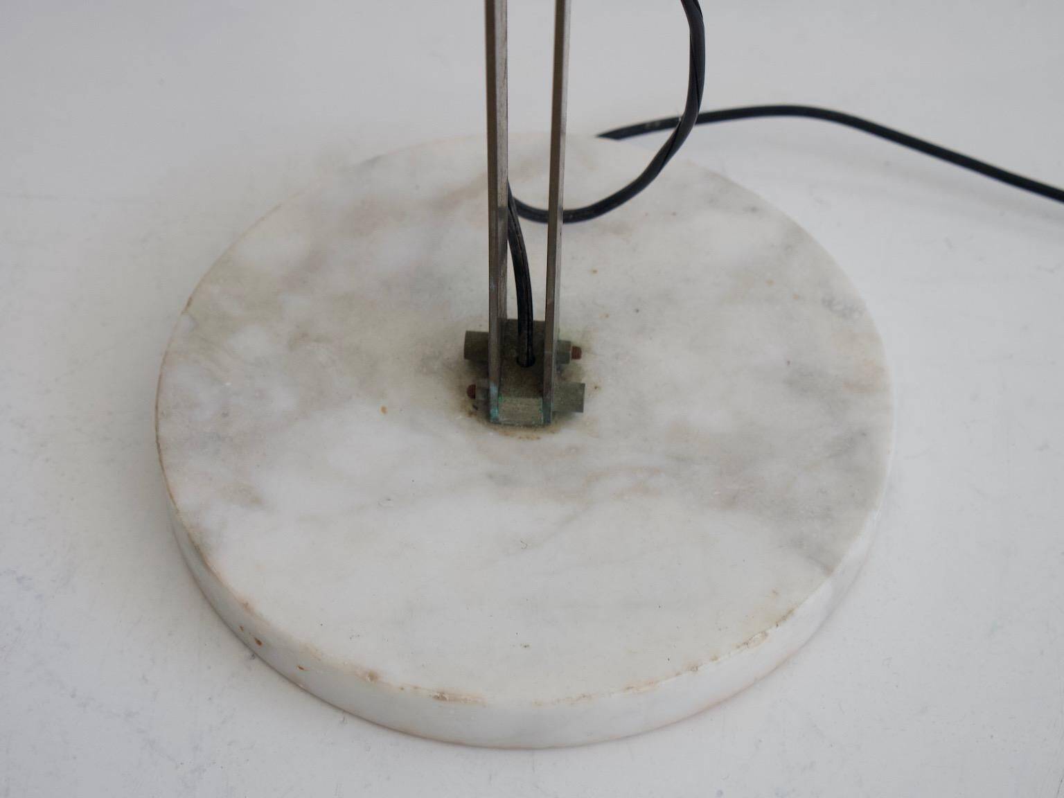 White plexiglass, steel and copper floor lamp by Goffredo Reggiani.