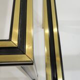 Set of Nesting Coffee Tables in Gold Metal & Beveled Glass by Pierre Vandel