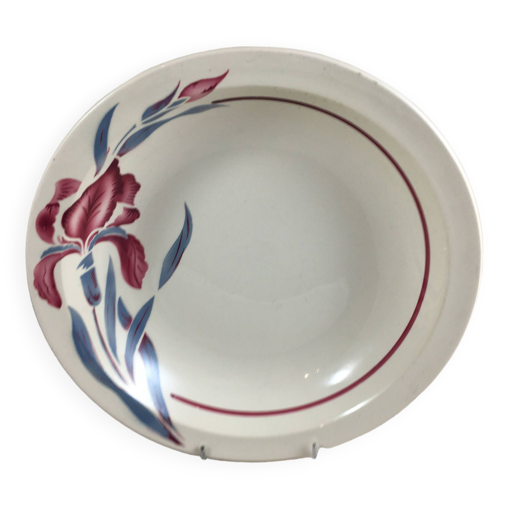 Plat Creux Rond Arcopal Vintage Années 60/70, Motif Fleurs Orange, Verre