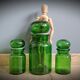 Trio green apothecary vials