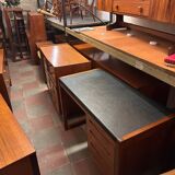 Bureau rétro vintage en teck et cuir du milieu du siècle – Élégant et fonctionnel des années 1960