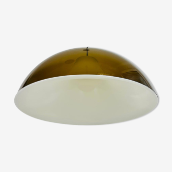 Brown and white acrylic glass suspension lamp, 1970