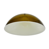 Lampe à suspension en verre acrylique brun et blanc, 1970