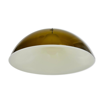 Brown and white acrylic glass suspension lamp, 1970
