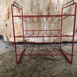 Old Orange Metal Wire Bottle Rack Shelf 15 Slots Vintage #A636