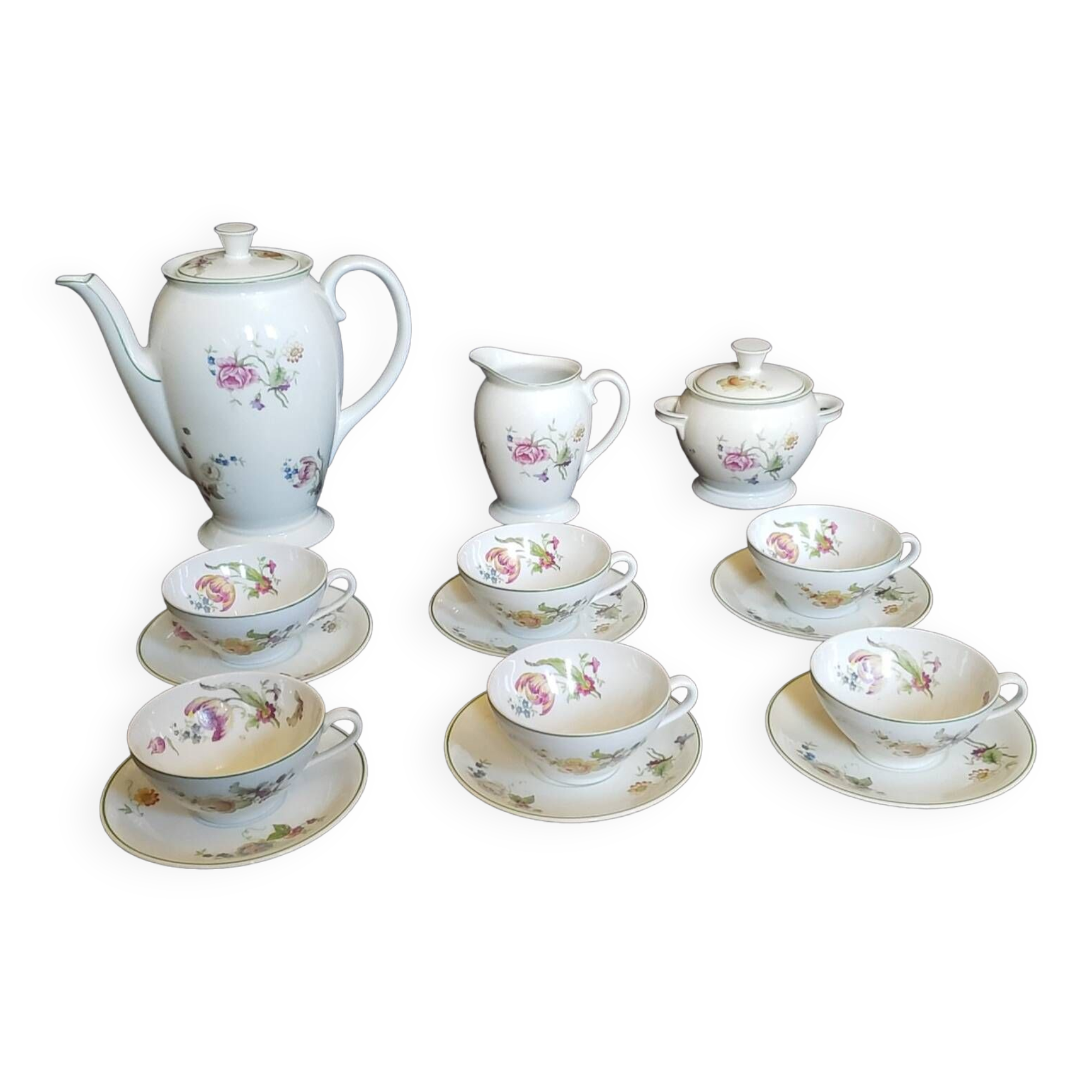 Service à thé ou café en porcelaine de Baudour. Belgique. 1960/70 | Selency