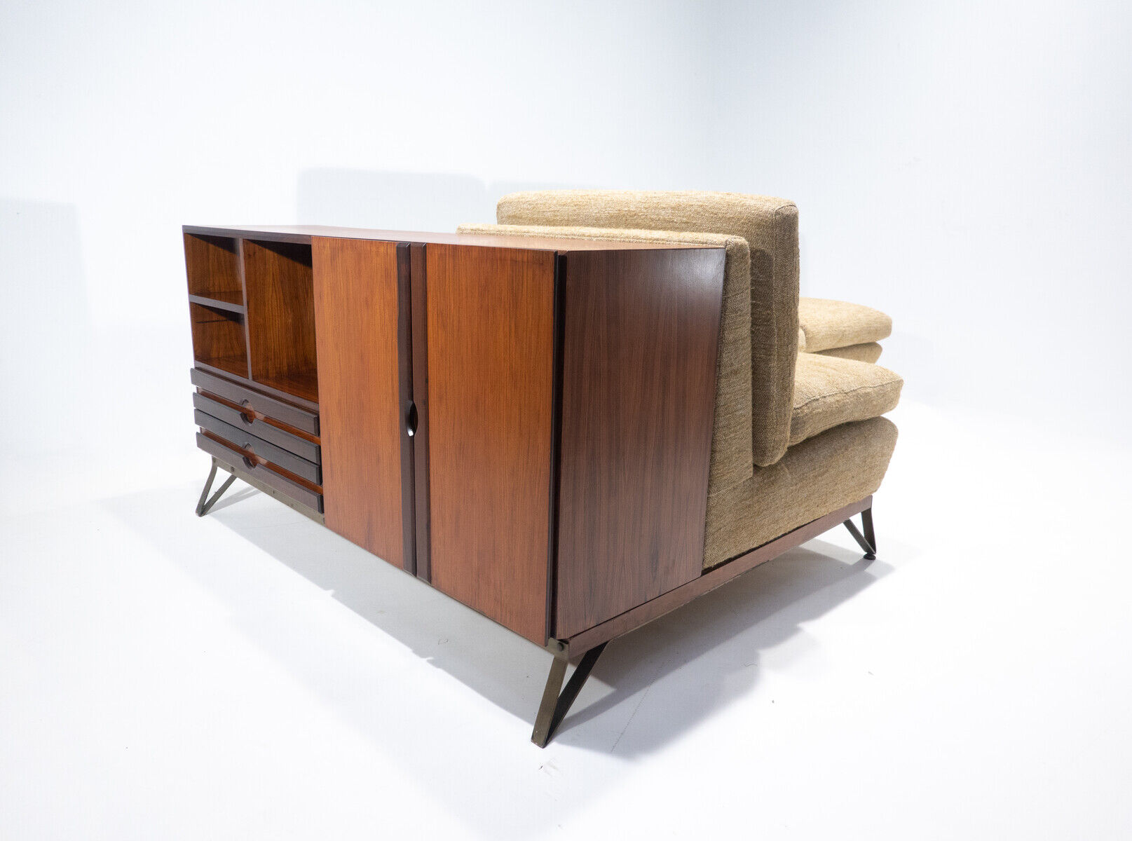 Mid-Century Modern Italian Sofa with Built-in Sideboard, Italy, 1960s