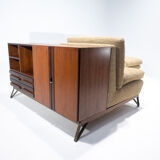 Mid-Century Modern Italian Sofa with Built-in Sideboard, Italy, 1960s