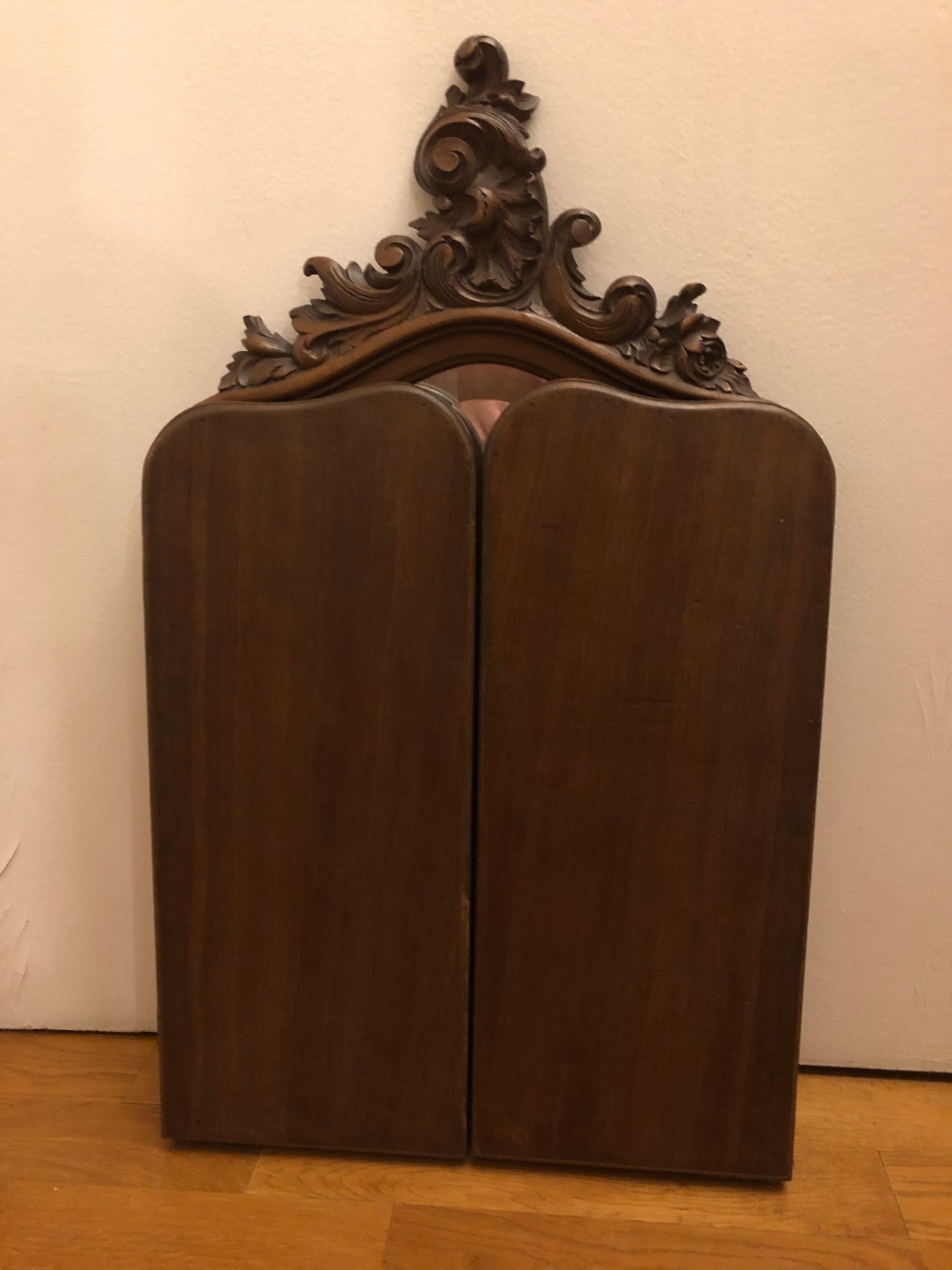 Carved wooden triptych mirror 80x68cm