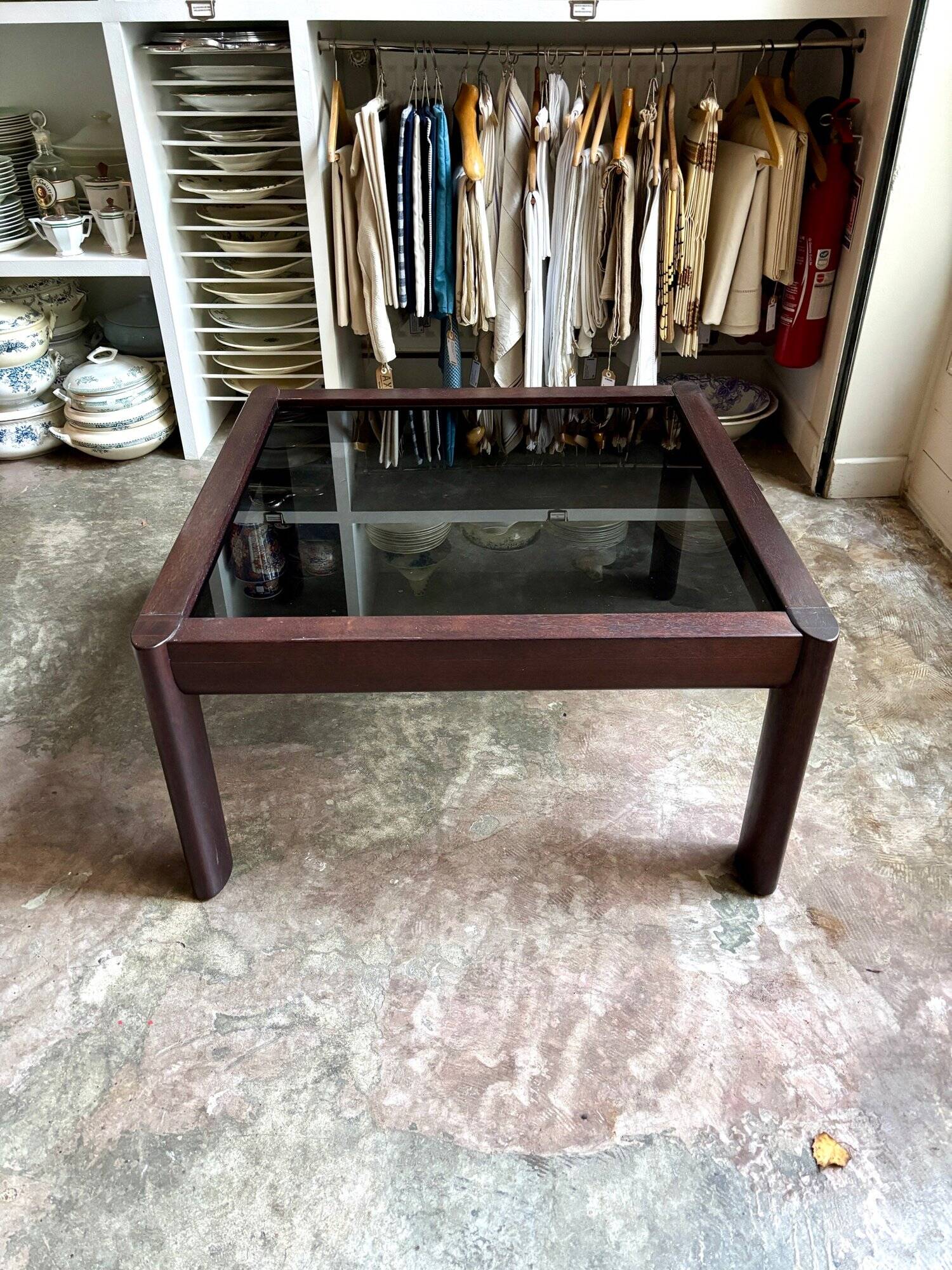 Teak and smoked glass coffee table produced by Ekornes, Denmark