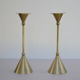 Pair of brass candlesticks, Memphis style