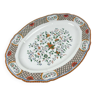 Large oval dish Gien model Rouen Sainfoin, 1990