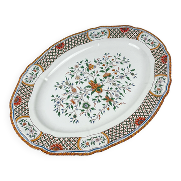 Large oval dish Gien model Rouen Sainfoin, 1990