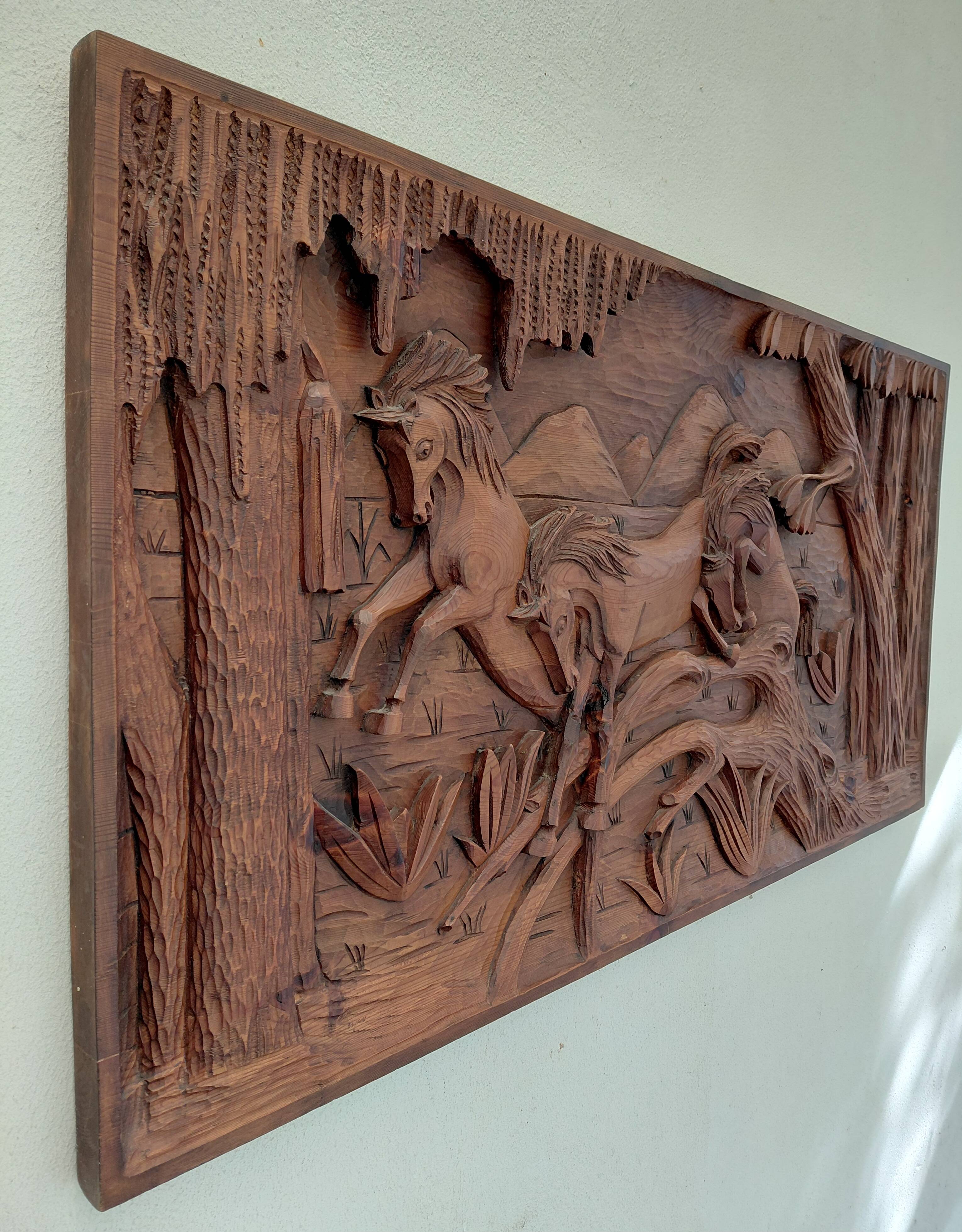 Wooden relief painting