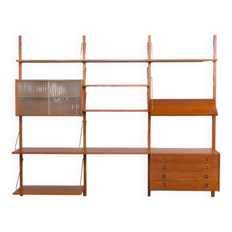 Danish vintage teak wall unit, bookcase , Denmark 1960s