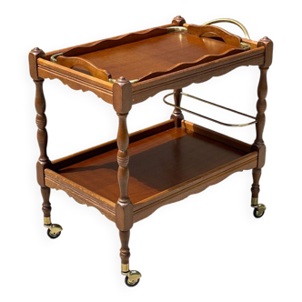 Desserte et plateau vintage bois et laiton