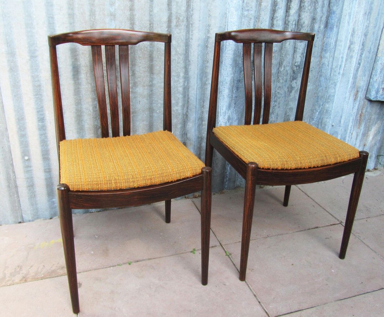 Danish Modern Slat Back Dining Chairs in Rosewood, Set of 2