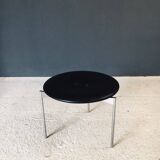 Midcentury Modern Leather Tripod Stool by Uno & Östen Kristiansson for Luxus, Sweden, 1960s