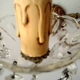 Golden brass wall light and crystal pendants - 2-light rococo light