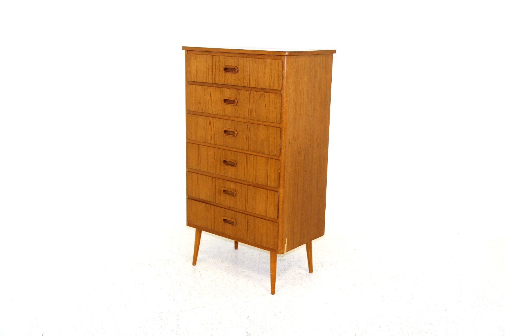 Tallboy teak chest of drawers, sweden, 1950