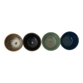 Set of 4 ramekins Bowls / cups in glazed ceramic Signed Alésia