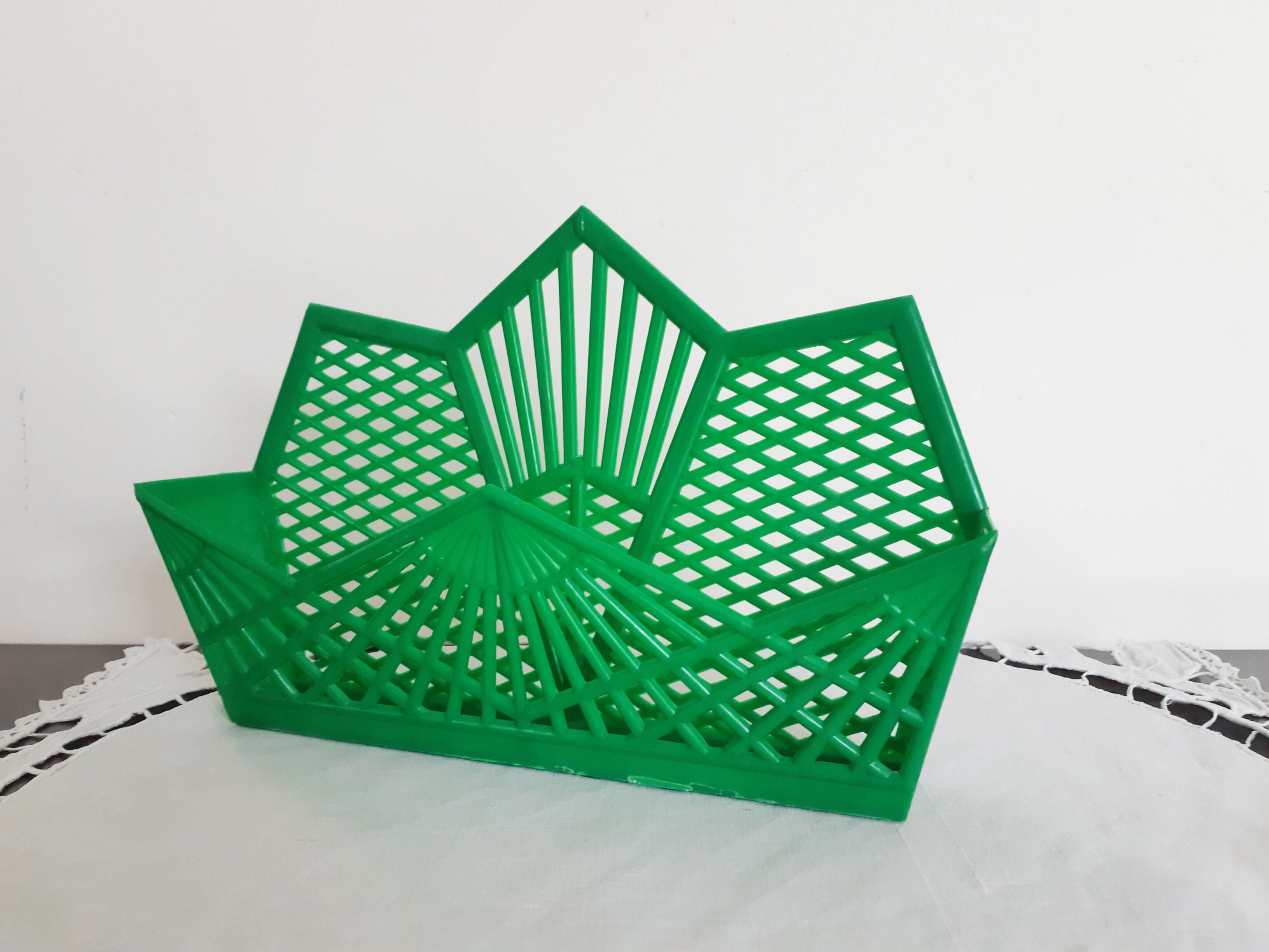 Vintage green plastic mail rack, 50s