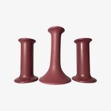 Handmade Vintage Candlestick Holders - Set of 3 Ceramic Candle Holders Colored Pink Design by ODENSE
