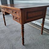Louis Philippe style center-middle minister's desk in wood and leather