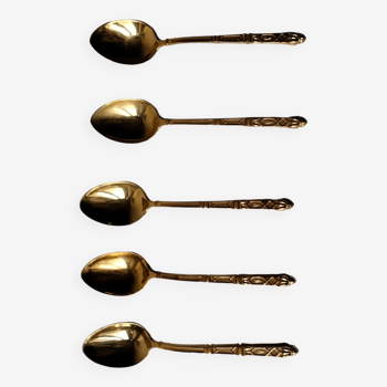 Five golden metal amoka spoons 1960