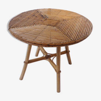 Table basse ronde rotin