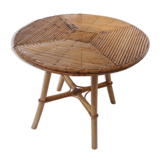 Low round rattan table