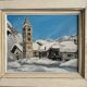 Oil on canvas mountain landscape Val d'Isère by P. de Fourran 1950